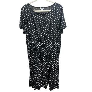 Croft & Barrow Women's Slip On Dress Black White Rose print SIZE XXL